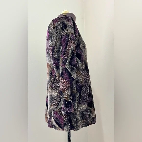 Notations Geometric Print Gold Foil Accent Blouse Size L - Picture 7 of 10